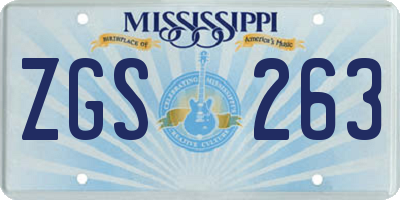 MS license plate ZGS263