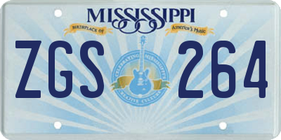 MS license plate ZGS264