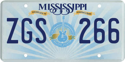 MS license plate ZGS266