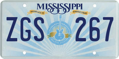 MS license plate ZGS267