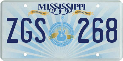 MS license plate ZGS268