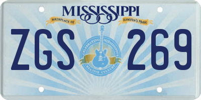MS license plate ZGS269