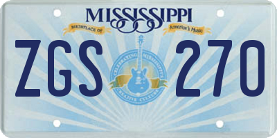MS license plate ZGS270
