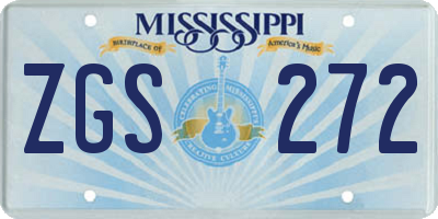 MS license plate ZGS272