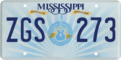 MS license plate ZGS273