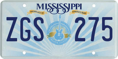 MS license plate ZGS275