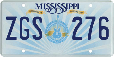 MS license plate ZGS276
