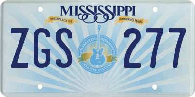MS license plate ZGS277