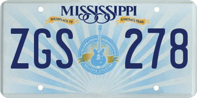 MS license plate ZGS278