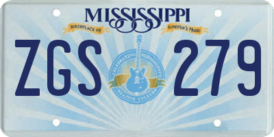 MS license plate ZGS279