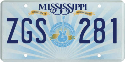 MS license plate ZGS281