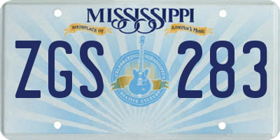 MS license plate ZGS283