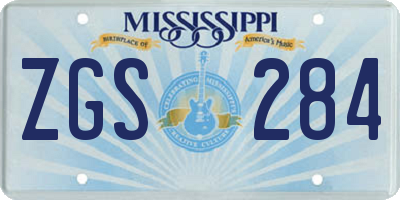 MS license plate ZGS284