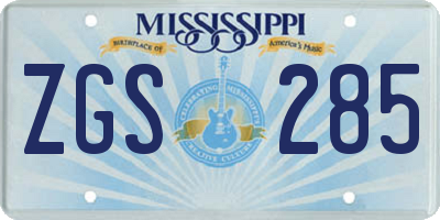 MS license plate ZGS285