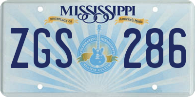 MS license plate ZGS286