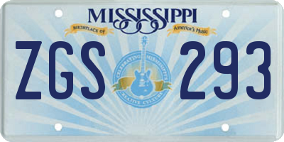 MS license plate ZGS293