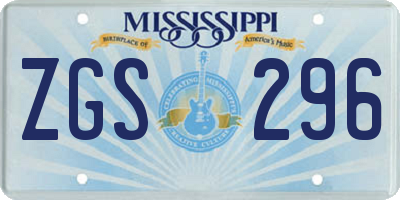 MS license plate ZGS296