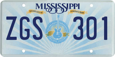 MS license plate ZGS301