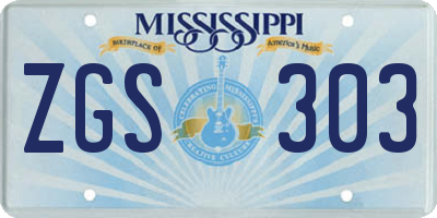 MS license plate ZGS303