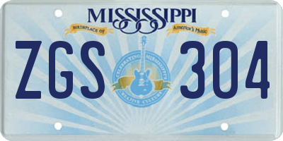 MS license plate ZGS304