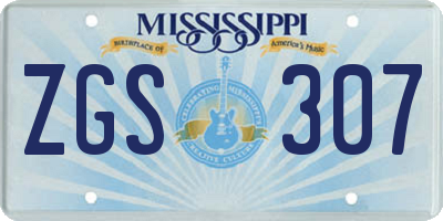 MS license plate ZGS307