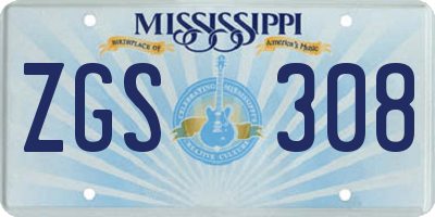 MS license plate ZGS308