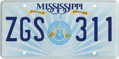 MS license plate ZGS311