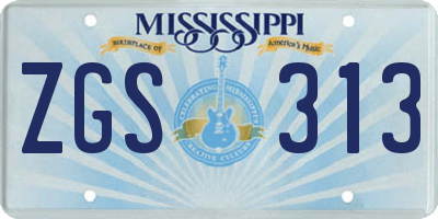 MS license plate ZGS313