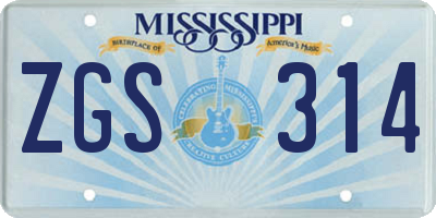 MS license plate ZGS314