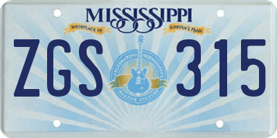 MS license plate ZGS315