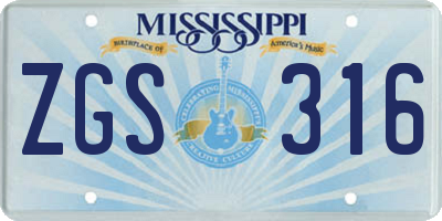 MS license plate ZGS316
