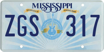 MS license plate ZGS317