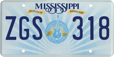 MS license plate ZGS318