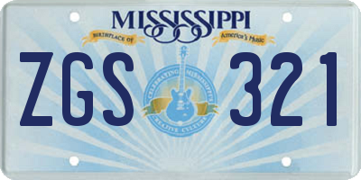 MS license plate ZGS321