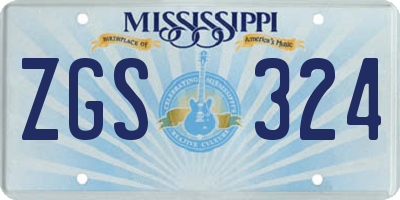 MS license plate ZGS324