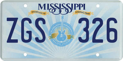 MS license plate ZGS326