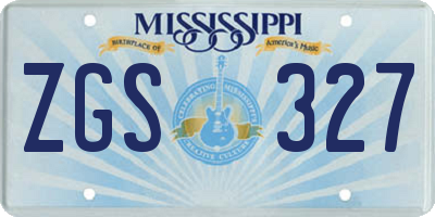 MS license plate ZGS327