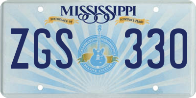 MS license plate ZGS330