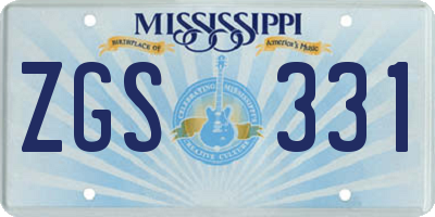 MS license plate ZGS331