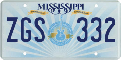 MS license plate ZGS332