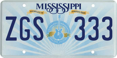 MS license plate ZGS333