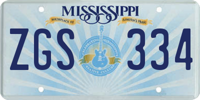 MS license plate ZGS334