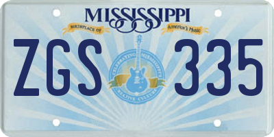 MS license plate ZGS335