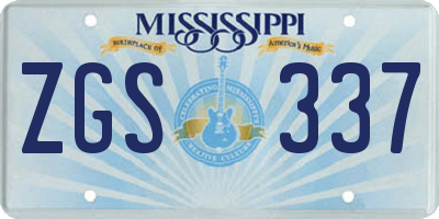 MS license plate ZGS337