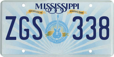 MS license plate ZGS338