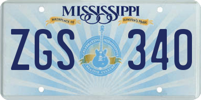 MS license plate ZGS340