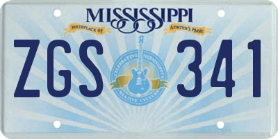 MS license plate ZGS341