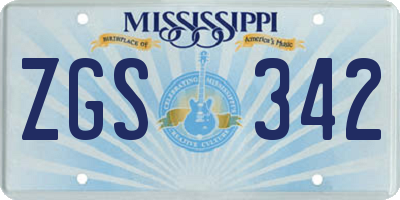MS license plate ZGS342