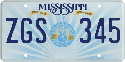 MS license plate ZGS345