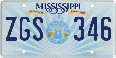 MS license plate ZGS346
